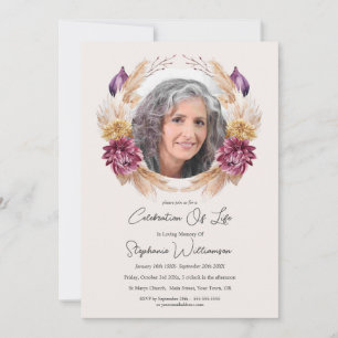 Celebration of Life Fall Wreath Order of Service Invitation