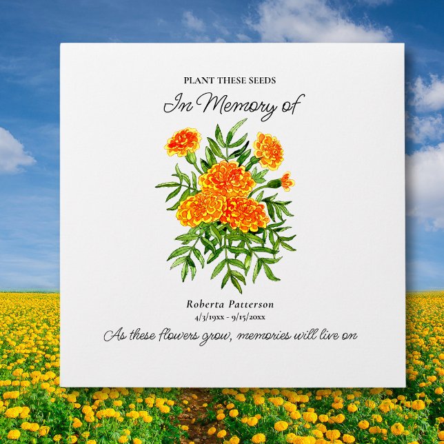 Celebration of Life Favour Pretty Marigold Flowers Envelope (Creator Uploaded)