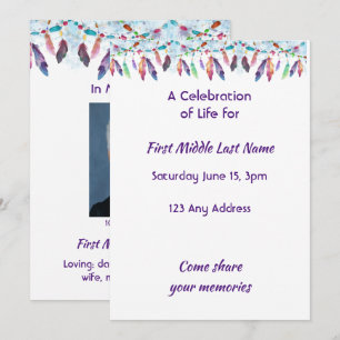 Celebration of Life Feathers Boho Tribal Native Invitation