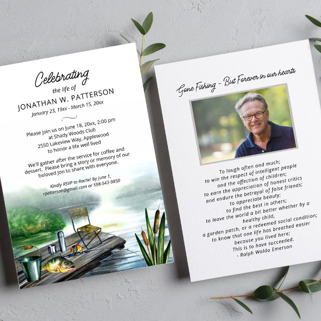 Celebration of Life, Fishing Fisherman Funeral Invitation (Creator Uploaded)