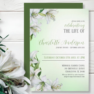 Celebration of life Floral Funeral  Invitation