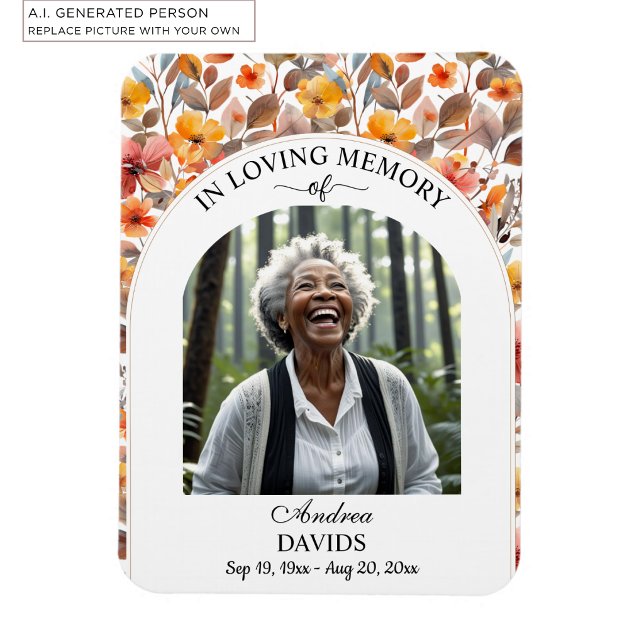 Celebration Of Life Floral Funeral Keepsake Magnet (Creator Uploaded)