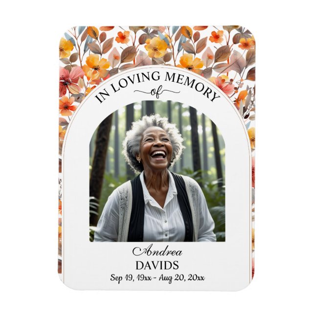 Celebration Of Life Floral Funeral Keepsake Magnet (Vertical)