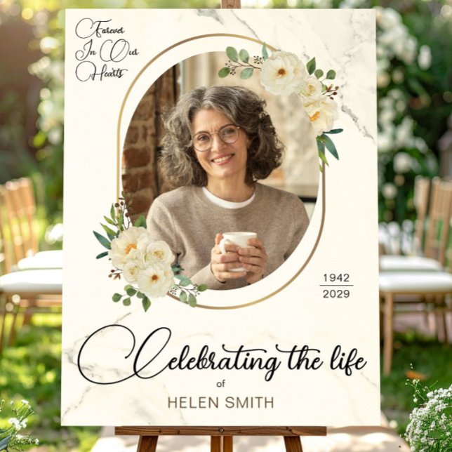 Celebration of Life, Floral Funeral Memorial Photo Poster (Creator Uploaded)