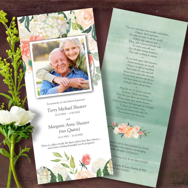 Celebration of Life Floral Funeral Thank You Card (Sympathy floral Celebration of Life, In Loving Memory, Forever in our Hearts Funeral thank you cards)
