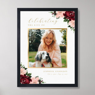 Celebration of Life Floral Photo Welcome Sign