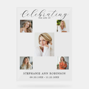 Celebration of Life Funeral 5 Photo Collage  Acrylic Sign