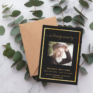 Celebration of life funeral black photo program invitation