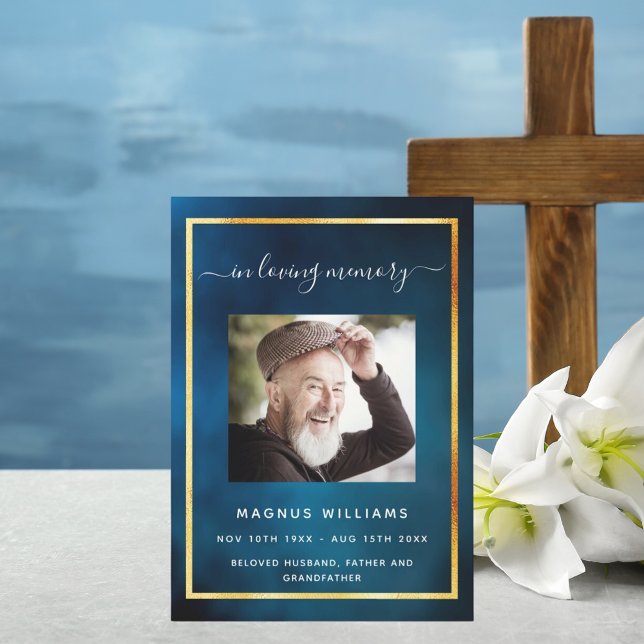 Celebration of life funeral blue sky photo program invitation (Creator Uploaded)