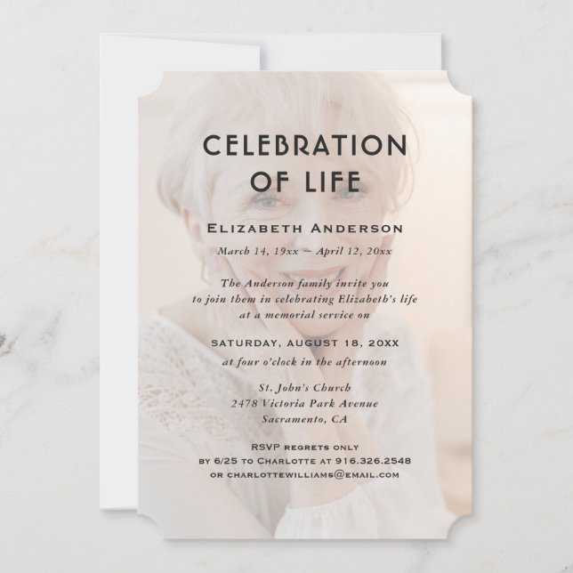 Celebration of Life Funeral Floral Photo Invitation (Front)