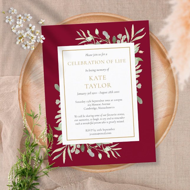 Celebration of Life Funeral Foliage Invitation (Creator Uploaded)