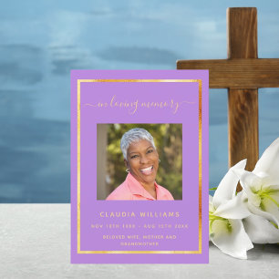 Celebration of life funeral lavender photo program invitation