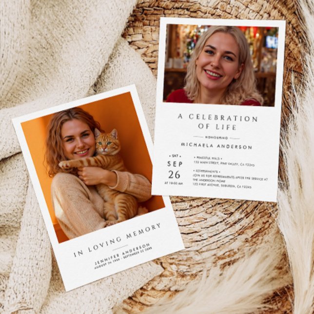 Celebration of Life/Funeral/Memorial 2-Photo Invitation (Creator Uploaded)