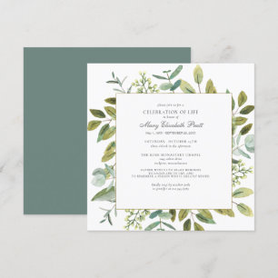 Celebration of Life Funeral Memorial Botanical Invitation