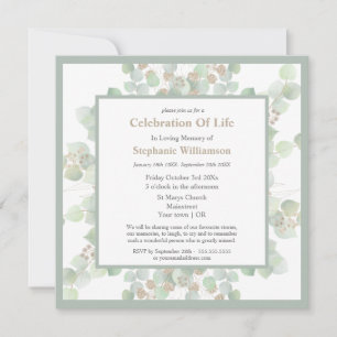 Celebration of Life Funeral Memorial Eucalyptus Invitation