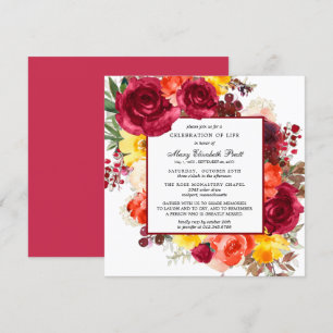 Celebration of Life Funeral Memorial Fall Floral Invitation