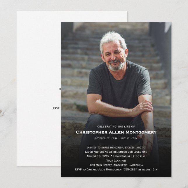 Celebration of Life Funeral Memorial Invitation (Front/Back)