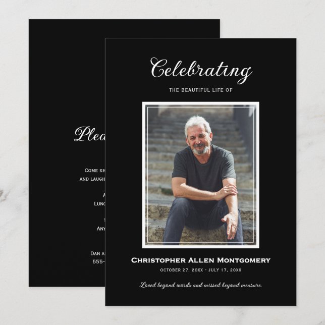 Celebration of Life Funeral Memorial Invitation (Front/Back)