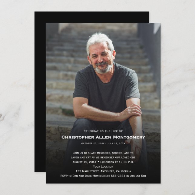 Celebration of Life Funeral Memorial Invitation (Front/Back)