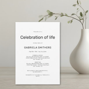 Celebration of life Funeral Memorial Invitation