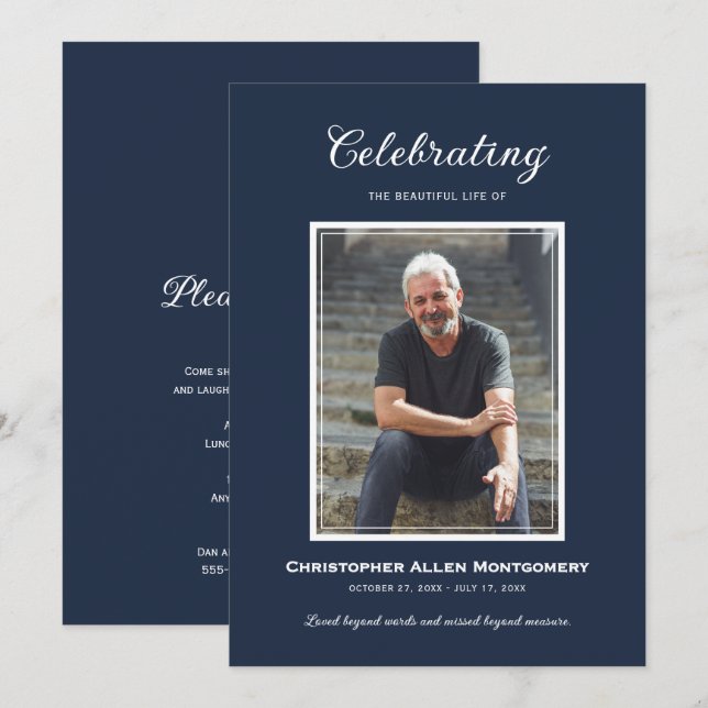 Celebration of Life Funeral Memorial Invitation (Front/Back)