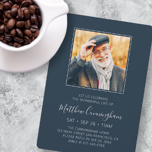 Celebration of Life Funeral Memorial Modern Photo Invitation