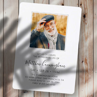 Celebration of Life Funeral Memorial Modern Photo Invitation