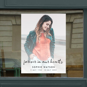 Celebration of Life Funeral Memorial Modern Photo  Window Cling