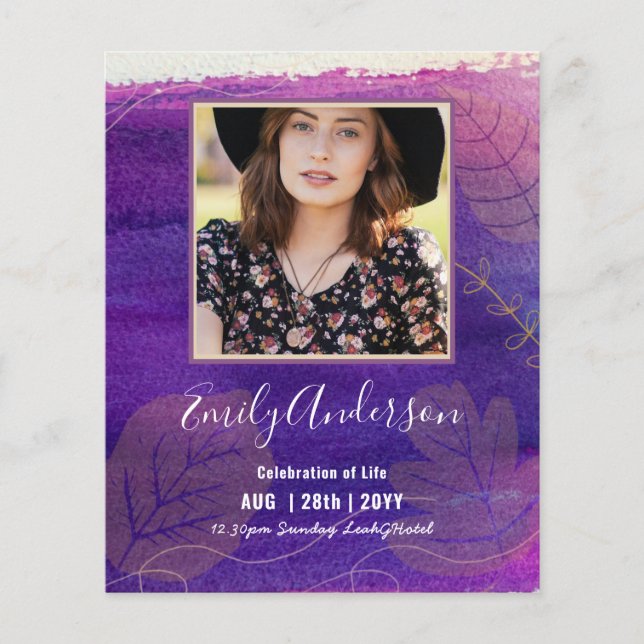 CELEBRATION OF LIFE Funeral Memorial PHOTO Budget (Front)