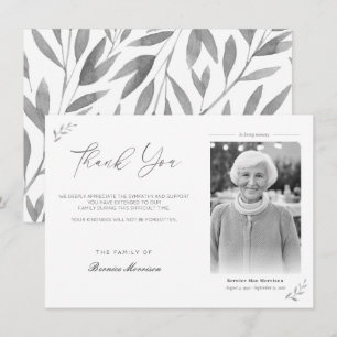 Celebration of Life Funeral Memorial Photo Floral Thank You Card