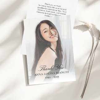 Celebration of Life Funeral Memorial Service Photo Thank You Card