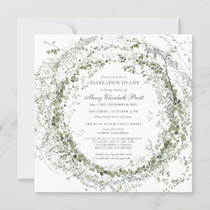 Celebration of Life Funeral Photo Botanical Square Invitation