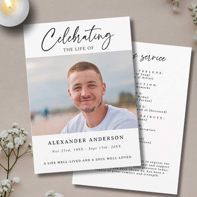 Celebration of Life Funeral Photo Memorial Programme (Creator Uploaded)