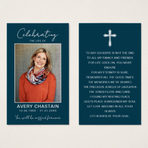 Celebration Of Life Funeral Photo Prayer Cards