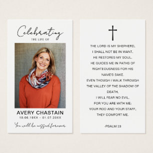 Celebration Of Life Funeral Photo Prayer Cards