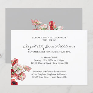 Celebration of Life Funeral Poppy Invitation