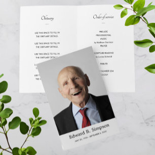 Celebration of Life Funeral Program with Photo