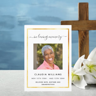 Celebration of life funeral white photo program invitation