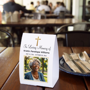 Celebration Of Life Gold Cross Photo Funeral