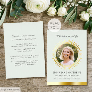 Celebration of Life Gold Foil Green Funeral