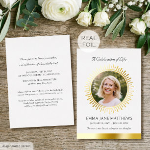 Celebration of Life Gold Foil White Funeral