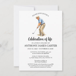 Celebration of Life Golfer Golf Funeral Invitation