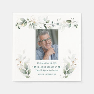 Celebration of Life Greenery Man Photo Memorial    Napkin