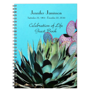 Celebration of Life Guest Book, Agave and Cactus Notebook