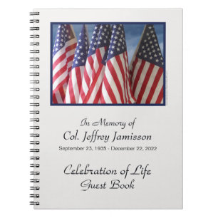Celebration of Life Guest Book, American Flags Notebook