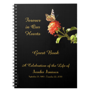 Celebration of Life Guest Book Butterfly on Flower
