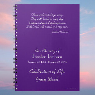 Celebration of Life Guest Book CHOOSE YOUR COLOR