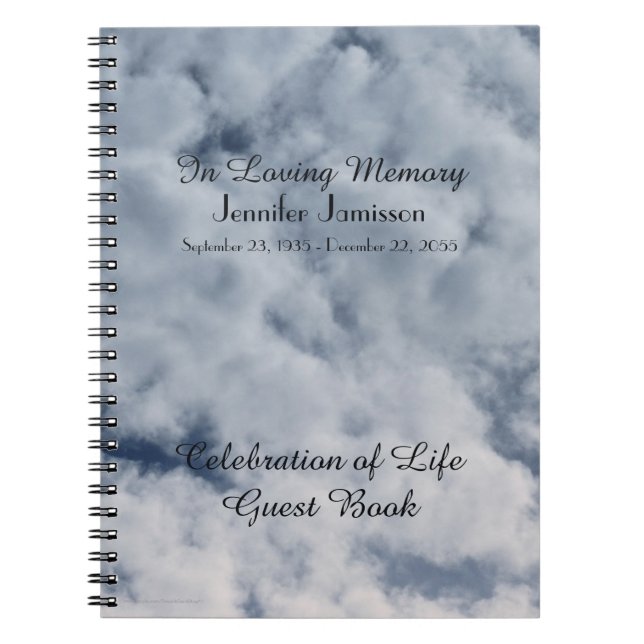 Celebration of Life Guest Book, Clouds Sky Notebook (Front)