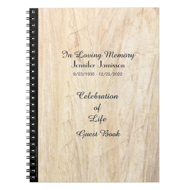 Celebration of Life Guest Book, Faux Parchment Notebook (Front)