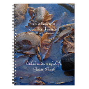 Celebration of Life Guest Book, Leaves in Water Notebook
